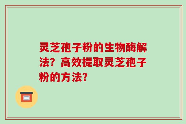 灵芝孢子粉的生物酶解法？高效提取灵芝孢子粉的方法？-第1张图片-破壁灵芝孢子粉研究指南