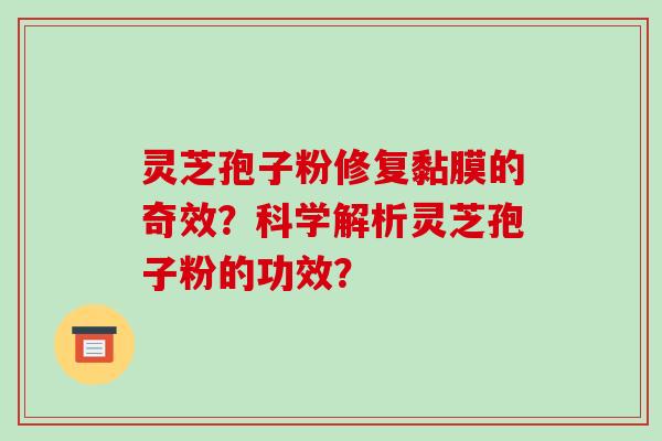 灵芝孢子粉修复黏膜的奇效？科学解析灵芝孢子粉的功效？-第1张图片-破壁灵芝孢子粉研究指南