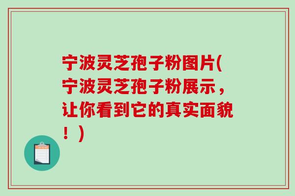 宁波灵芝孢子粉图片(宁波灵芝孢子粉展示,让你看到它的真实面貌!)-第1张图片-破壁灵芝孢子粉研究指南 宁波灵芝孢子粉图片(宁波灵芝孢子粉展示,让你看到它的真实面貌!)-第1张图片-破壁灵芝孢子粉研究指南