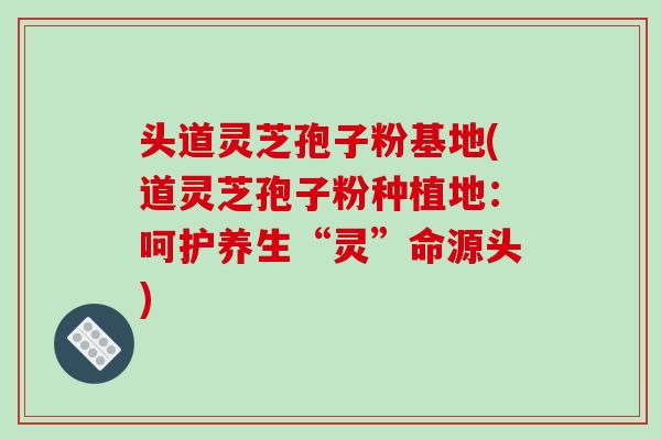 头道灵芝孢子粉基地(道灵芝孢子粉种植地:呵护养生“灵”命源头)-第1张图片-破壁灵芝孢子粉研究指南 头道灵芝孢子粉基地(道灵芝孢子粉种植地:呵护养生“灵”命源头)-第1张图片-破壁灵芝孢子粉研究指南