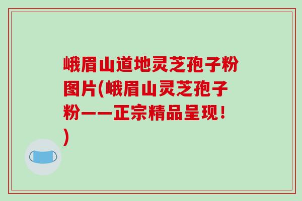 峨眉山道地灵芝孢子粉图片(峨眉山灵芝孢子粉——正宗精品呈现！)-第1张图片-破壁灵芝孢子粉研究指南