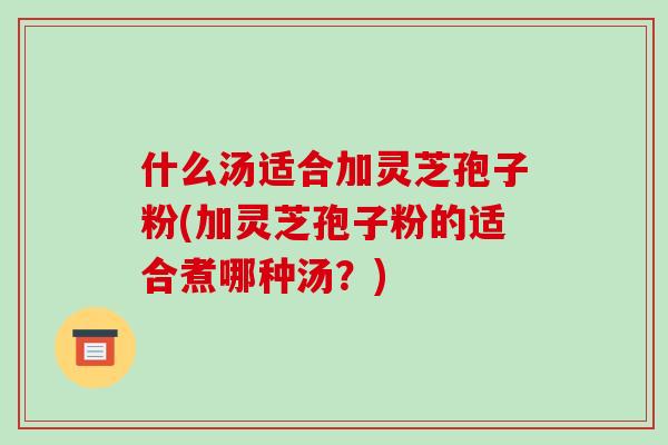 什么汤适合加灵芝孢子粉(加灵芝孢子粉的适合煮哪种汤？)-第1张图片-破壁灵芝孢子粉研究指南