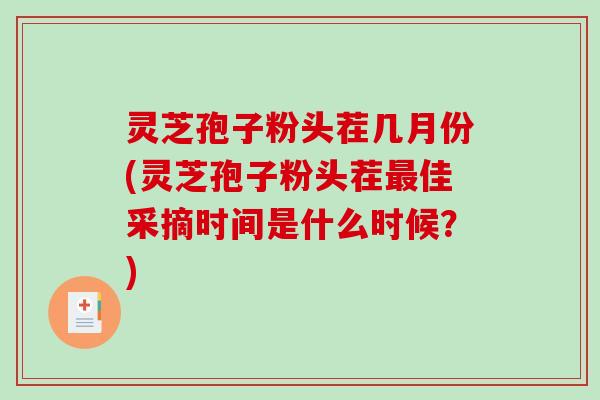 灵芝孢子粉头茬几月份(灵芝孢子粉头茬最佳采摘时间是什么时候?)-第1张图片-破壁灵芝孢子粉研究指南 灵芝孢子粉头茬几月份(灵芝孢子粉头茬最佳采摘时间是什么时候?)-第1张图片-破壁灵芝孢子粉研究指南