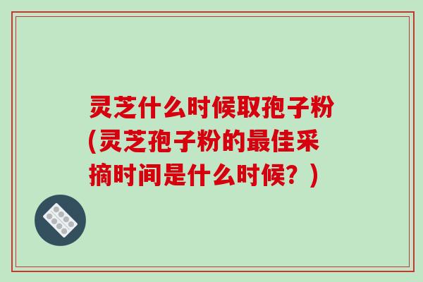 灵芝什么时候取孢子粉(灵芝孢子粉的最佳采摘时间是什么时候?)-第1张图片-破壁灵芝孢子粉研究指南 灵芝什么时候取孢子粉(灵芝孢子粉的最佳采摘时间是什么时候?)-第1张图片-破壁灵芝孢子粉研究指南