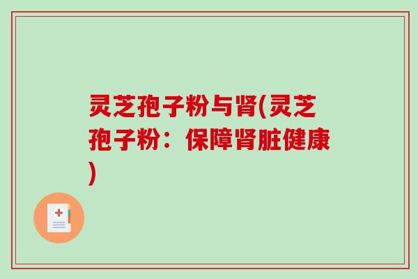 灵芝孢子粉与肾(灵芝孢子粉:保障肾脏健康)-第1张图片-破壁灵芝孢子粉研究指南 灵芝孢子粉与肾(灵芝孢子粉:保障肾脏健康)-第1张图片-破壁灵芝孢子粉研究指南