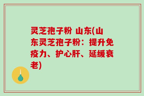 灵芝孢子粉 山东(山东灵芝孢子粉：提升免疫力、护心肝、延缓衰老)-第1张图片-破壁灵芝孢子粉研究指南