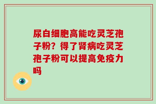 尿白细胞高能吃灵芝孢子粉?得了肾病吃灵芝孢子粉可以提高免疫力吗-第1张图片-破壁灵芝孢子粉研究指南 尿白细胞高能吃灵芝孢子粉?得了肾病吃灵芝孢子粉可以提高免疫力吗-第1张图片-破壁灵芝孢子粉研究指南