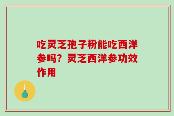 吃灵芝孢子粉能吃西洋参吗？灵芝西洋参功效作用-第1张图片-破壁灵芝孢子粉研究指南