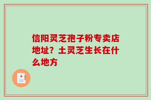 信阳灵芝孢子粉专卖店地址?土灵芝生长在什么地方-第1张图片-破壁灵芝孢子粉研究指南 信阳灵芝孢子粉专卖店地址?土灵芝生长在什么地方-第1张图片-破壁灵芝孢子粉研究指南