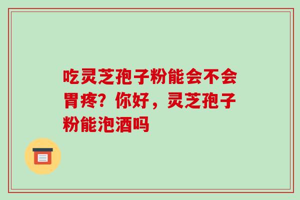 吃灵芝孢子粉能会不会胃疼？你好，灵芝孢子粉能泡酒吗-第1张图片-破壁灵芝孢子粉研究指南