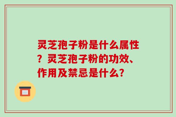 灵芝孢子粉是什么属性？灵芝孢子粉的功效、作用及禁忌是什么？-第1张图片-破壁灵芝孢子粉研究指南