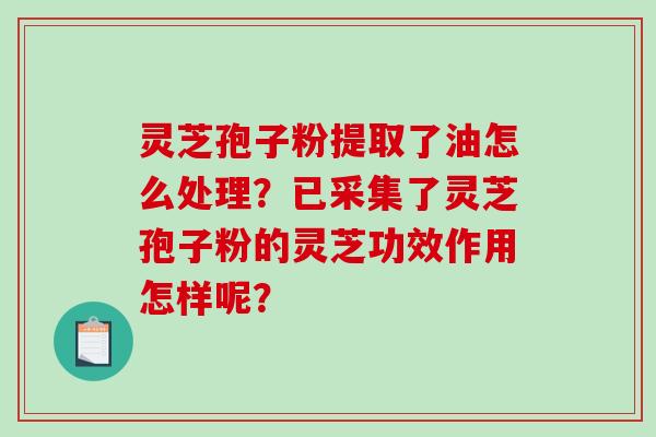 灵芝孢子粉提取了油怎么处理?已采集了灵芝孢子粉的灵芝功效作用怎样呢?-第1张图片-破壁灵芝孢子粉研究指南 灵芝孢子粉提取了油怎么处理?已采集了灵芝孢子粉的灵芝功效作用怎样呢?-第1张图片-破壁灵芝孢子粉研究指南