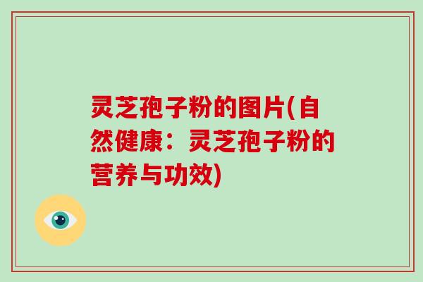 灵芝孢子粉的图片(自然健康:灵芝孢子粉的营养与功效)-第1张图片-破壁灵芝孢子粉研究指南 灵芝孢子粉的图片(自然健康:灵芝孢子粉的营养与功效)-第1张图片-破壁灵芝孢子粉研究指南