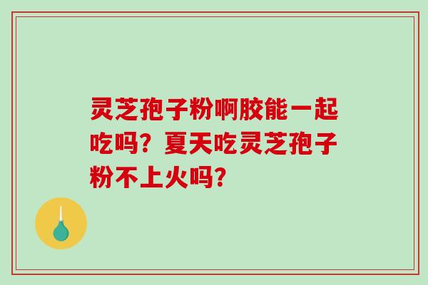 灵芝孢子粉啊胶能一起吃吗?夏天吃灵芝孢子粉不上火吗?-第1张图片-破壁灵芝孢子粉研究指南 灵芝孢子粉啊胶能一起吃吗?夏天吃灵芝孢子粉不上火吗?-第1张图片-破壁灵芝孢子粉研究指南