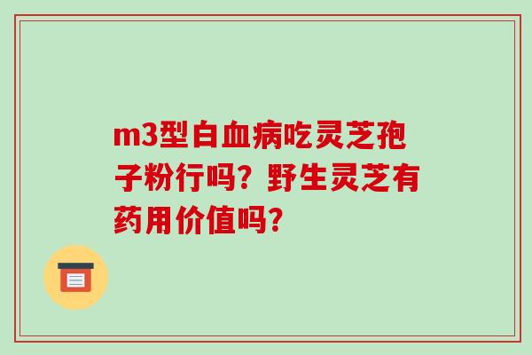 m3型白血病吃灵芝孢子粉行吗?野生灵芝有药用价值吗?-第1张图片-破壁灵芝孢子粉研究指南 m3型白血病吃灵芝孢子粉行吗?野生灵芝有药用价值吗?-第1张图片-破壁灵芝孢子粉研究指南
