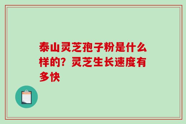 泰山灵芝孢子粉是什么样的?灵芝生长速度有多快-第1张图片-破壁灵芝孢子粉研究指南 泰山灵芝孢子粉是什么样的?灵芝生长速度有多快-第1张图片-破壁灵芝孢子粉研究指南
