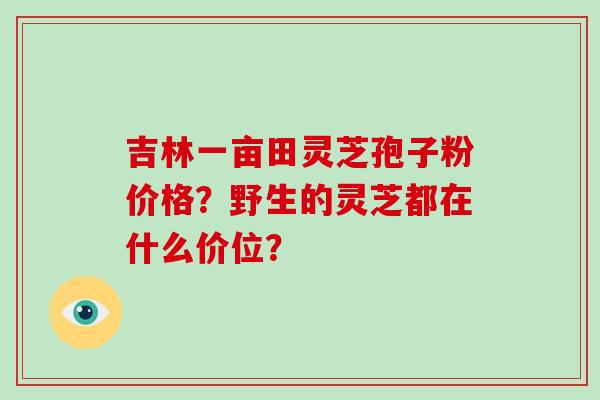 吉林一亩田灵芝孢子粉价格？野生的灵芝都在什么价位？-第1张图片-破壁灵芝孢子粉研究指南