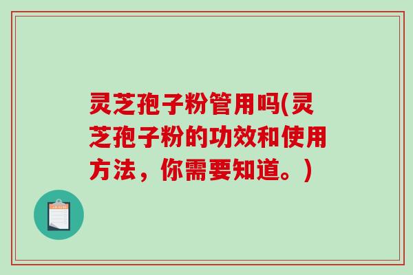 灵芝孢子粉管用吗(灵芝孢子粉的功效和使用方法,你需要知道。)-第1张图片-破壁灵芝孢子粉研究指南 灵芝孢子粉管用吗(灵芝孢子粉的功效和使用方法,你需要知道。)-第1张图片-破壁灵芝孢子粉研究指南