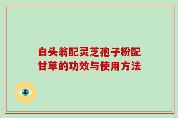 白头翁配灵芝孢子粉配甘草的功效与使用方法-第1张图片-破壁灵芝孢子粉研究指南 白头翁配灵芝孢子粉配甘草的功效与使用方法-第1张图片-破壁灵芝孢子粉研究指南