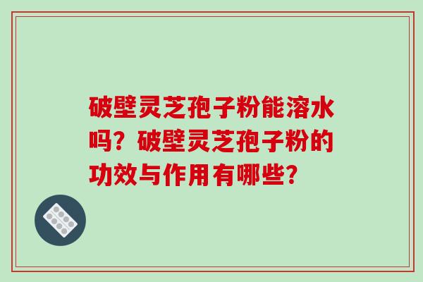 破壁灵芝孢子粉能溶水吗?破壁灵芝孢子粉的功效与作用有哪些?-第1张图片-破壁灵芝孢子粉研究指南 破壁灵芝孢子粉能溶水吗?破壁灵芝孢子粉的功效与作用有哪些?-第1张图片-破壁灵芝孢子粉研究指南