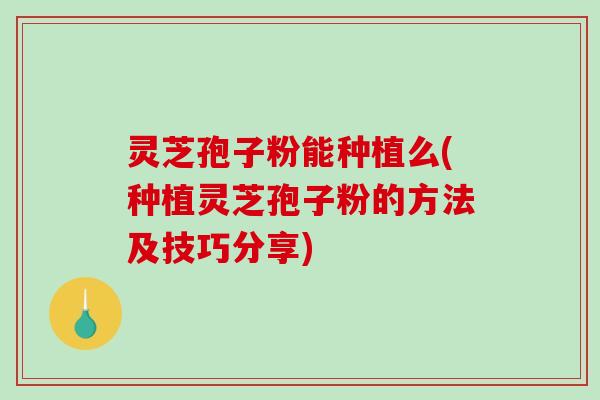 灵芝孢子粉能种植么(种植灵芝孢子粉的方法及技巧分享)-第1张图片-破壁灵芝孢子粉研究指南 灵芝孢子粉能种植么(种植灵芝孢子粉的方法及技巧分享)-第1张图片-破壁灵芝孢子粉研究指南