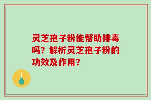 灵芝孢子粉能帮助排毒吗?解析灵芝孢子粉的功效及作用?-第1张图片-破壁灵芝孢子粉研究指南 灵芝孢子粉能帮助排毒吗?解析灵芝孢子粉的功效及作用?-第1张图片-破壁灵芝孢子粉研究指南