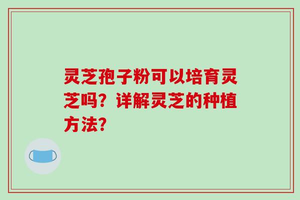 灵芝孢子粉可以培育灵芝吗?详解灵芝的种植方法?-第1张图片-破壁灵芝孢子粉研究指南 灵芝孢子粉可以培育灵芝吗?详解灵芝的种植方法?-第1张图片-破壁灵芝孢子粉研究指南