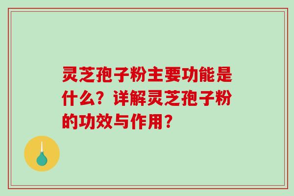 灵芝孢子粉主要功能是什么?详解灵芝孢子粉的功效与作用?-第1张图片-破壁灵芝孢子粉研究指南 灵芝孢子粉主要功能是什么?详解灵芝孢子粉的功效与作用?-第1张图片-破壁灵芝孢子粉研究指南