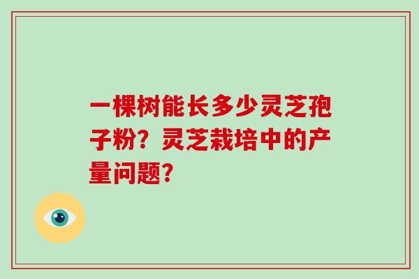 一棵树能长多少灵芝孢子粉?灵芝栽培中的产量问题?-第1张图片-破壁灵芝孢子粉研究指南 一棵树能长多少灵芝孢子粉?灵芝栽培中的产量问题?-第1张图片-破壁灵芝孢子粉研究指南