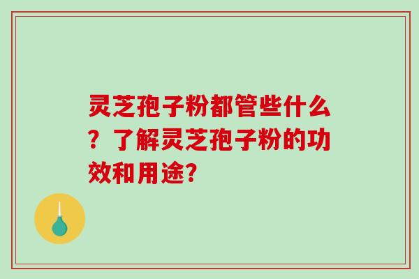 灵芝孢子粉都管些什么?了解灵芝孢子粉的功效和用途?-第1张图片-破壁灵芝孢子粉研究指南 灵芝孢子粉都管些什么?了解灵芝孢子粉的功效和用途?-第1张图片-破壁灵芝孢子粉研究指南