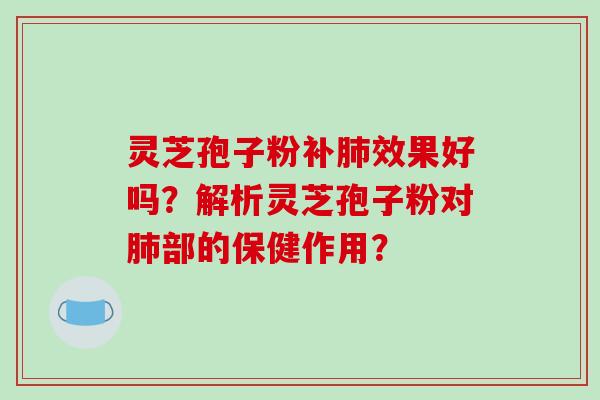 灵芝孢子粉补肺效果好吗？解析灵芝孢子粉对肺部的保健作用？-第1张图片-破壁灵芝孢子粉研究指南