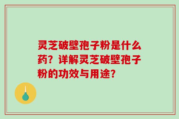灵芝破壁孢子粉是什么药？详解灵芝破壁孢子粉的功效与用途？-第1张图片-破壁灵芝孢子粉研究指南