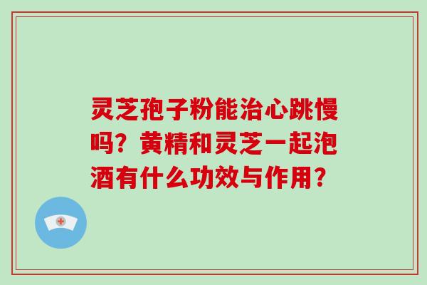 灵芝孢子粉能治心跳慢吗？黄精和灵芝一起泡酒有什么功效与作用？-第1张图片-破壁灵芝孢子粉研究指南