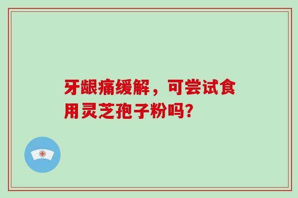 牙龈痛缓解,可尝试食用灵芝孢子粉吗?-第1张图片-破壁灵芝孢子粉研究指南 牙龈痛缓解,可尝试食用灵芝孢子粉吗?-第1张图片-破壁灵芝孢子粉研究指南