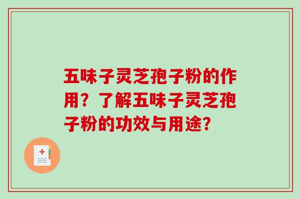 五味子灵芝孢子粉的作用?了解五味子灵芝孢子粉的功效与用途?-第1张图片-破壁灵芝孢子粉研究指南 五味子灵芝孢子粉的作用?了解五味子灵芝孢子粉的功效与用途?-第1张图片-破壁灵芝孢子粉研究指南
