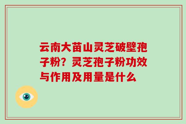云南大苗山灵芝破壁孢子粉?灵芝孢子粉功效与作用及用量是什么-第1张图片-破壁灵芝孢子粉研究指南 云南大苗山灵芝破壁孢子粉?灵芝孢子粉功效与作用及用量是什么-第1张图片-破壁灵芝孢子粉研究指南