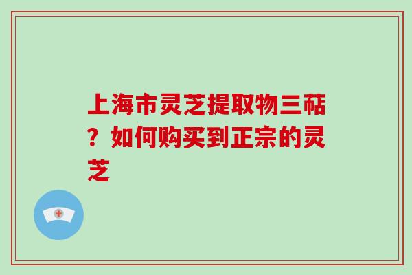 上海市灵芝提取物三萜？如何购买到正宗的灵芝-第1张图片-破壁灵芝孢子粉研究指南