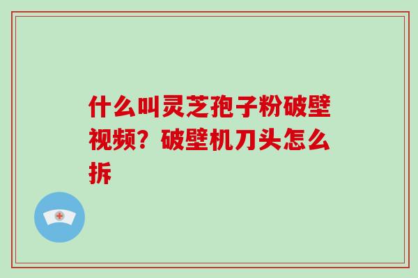 什么叫灵芝孢子粉破壁视频？破壁机刀头怎么拆-第1张图片-破壁灵芝孢子粉研究指南