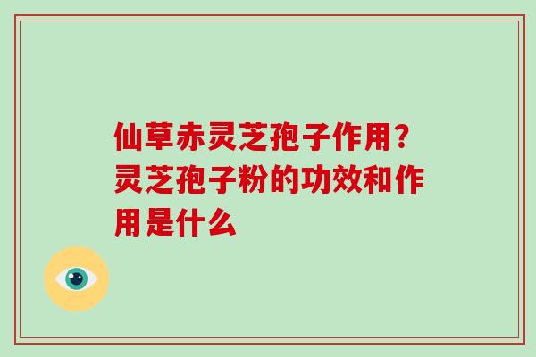 仙草赤灵芝孢子作用?灵芝孢子粉的功效和作用是什么-第1张图片-破壁灵芝孢子粉研究指南 仙草赤灵芝孢子作用?灵芝孢子粉的功效和作用是什么-第1张图片-破壁灵芝孢子粉研究指南