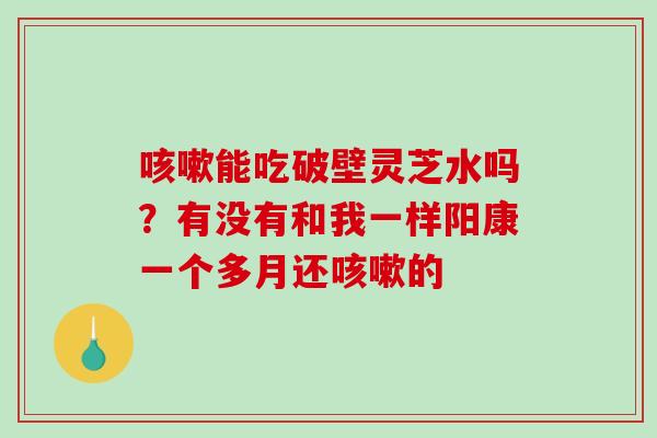 咳嗽能吃破壁灵芝水吗?有没有和我一样阳康一个多月还咳嗽的-第1张图片-破壁灵芝孢子粉研究指南 咳嗽能吃破壁灵芝水吗?有没有和我一样阳康一个多月还咳嗽的-第1张图片-破壁灵芝孢子粉研究指南