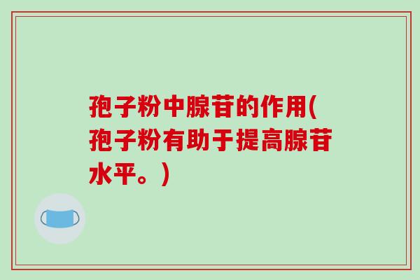 孢子粉中腺苷的作用(孢子粉有助于提高腺苷水平。)-第1张图片-破壁灵芝孢子粉研究指南 孢子粉中腺苷的作用(孢子粉有助于提高腺苷水平。)-第1张图片-破壁灵芝孢子粉研究指南