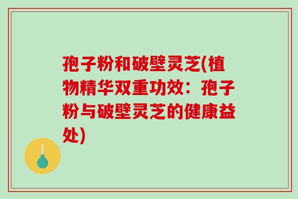 孢子粉和破壁灵芝(植物精华双重功效：孢子粉与破壁灵芝的健康益处)-第1张图片-破壁灵芝孢子粉研究指南