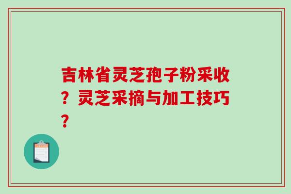 吉林省灵芝孢子粉采收?灵芝采摘与加工技巧?-第1张图片-破壁灵芝孢子粉研究指南 吉林省灵芝孢子粉采收?灵芝采摘与加工技巧?-第1张图片-破壁灵芝孢子粉研究指南