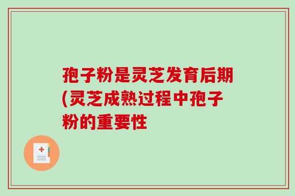 孢子粉是灵芝发育后期(灵芝成熟过程中孢子粉的重要性-第1张图片-破壁灵芝孢子粉研究指南