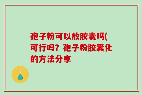 孢子粉可以放胶囊吗(可行吗？孢子粉胶囊化的方法分享-第1张图片-破壁灵芝孢子粉研究指南