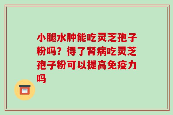 小腿水肿能吃灵芝孢子粉吗?得了肾病吃灵芝孢子粉可以提高免疫力吗-第1张图片-破壁灵芝孢子粉研究指南 小腿水肿能吃灵芝孢子粉吗?得了肾病吃灵芝孢子粉可以提高免疫力吗-第1张图片-破壁灵芝孢子粉研究指南