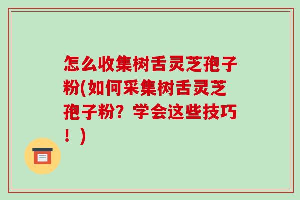 怎么收集树舌灵芝孢子粉(如何采集树舌灵芝孢子粉?学会这些技巧!)-第1张图片-破壁灵芝孢子粉研究指南 怎么收集树舌灵芝孢子粉(如何采集树舌灵芝孢子粉?学会这些技巧!)-第1张图片-破壁灵芝孢子粉研究指南