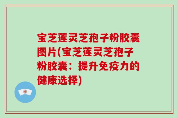 宝芝莲灵芝孢子粉胶囊图片(宝芝莲灵芝孢子粉胶囊:提升免疫力的健康选择)-第1张图片-破壁灵芝孢子粉研究指南 宝芝莲灵芝孢子粉胶囊图片(宝芝莲灵芝孢子粉胶囊:提升免疫力的健康选择)-第1张图片-破壁灵芝孢子粉研究指南