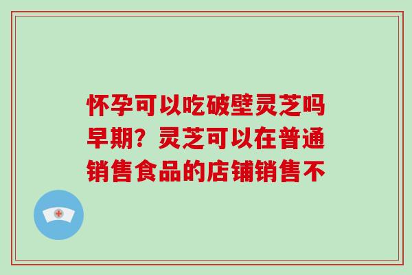 怀孕可以吃破壁灵芝吗早期?灵芝可以在普通销售食品的店铺销售不-第1张图片-破壁灵芝孢子粉研究指南 怀孕可以吃破壁灵芝吗早期?灵芝可以在普通销售食品的店铺销售不-第1张图片-破壁灵芝孢子粉研究指南