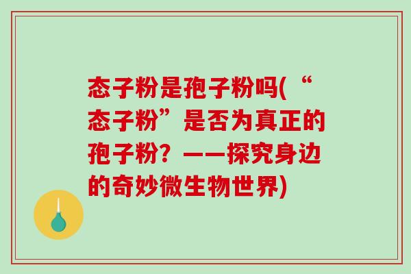 态子粉是孢子粉吗(“态子粉”是否为真正的孢子粉?——探究身边的奇妙微生物世界)-第1张图片-破壁灵芝孢子粉研究指南 态子粉是孢子粉吗(“态子粉”是否为真正的孢子粉?——探究身边的奇妙微生物世界)-第1张图片-破壁灵芝孢子粉研究指南